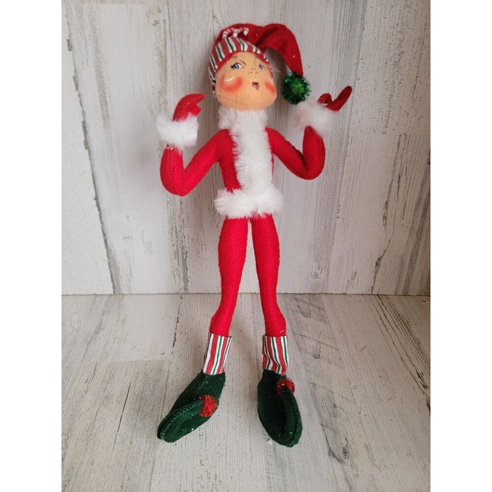 Annalee 15"‎ candy cane elf outfit unique vintage home decor xmas